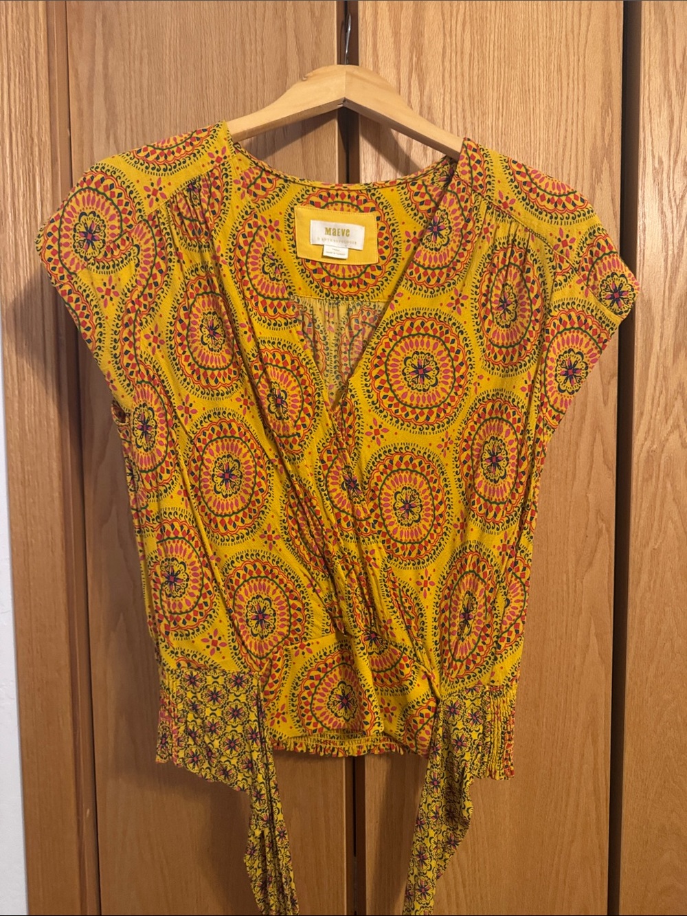 Maeve Yellow Paisley-Print Wrap Blouse